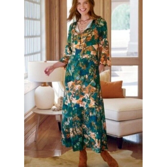 Soft Surroundings Midi Dress Size S Petite Dakota Floral - Picture 2 of 10